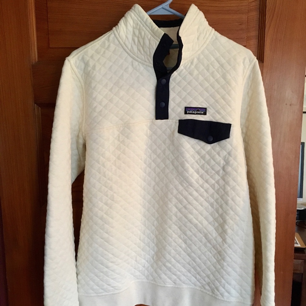 Patagonia Quilted Snap T Pullover White & Navy